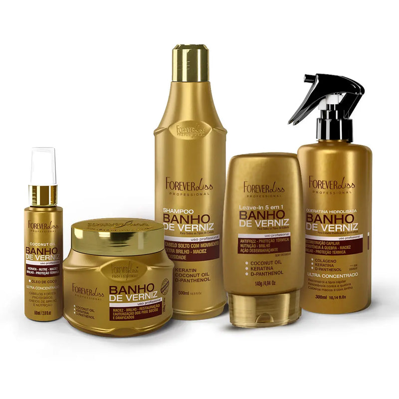 Kit Banho de Verniz Completo Forever Liss 6 Produtos Tratamento Capilar
