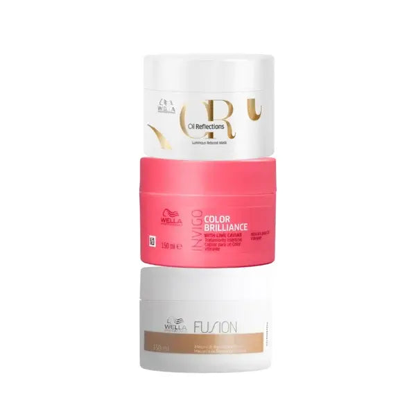 Kit Cronograma Capilar Wella Professionals 3x150ml - Fusion Reconstrução + Brilliance Proteção Cor + Oil Hidratação