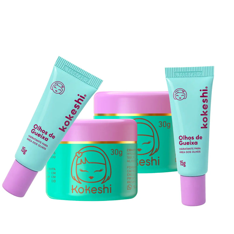 Kit Hidratação Facial Kokeshi - 4 Produtos com Óleo de Arroz e Rosa Mosqueta