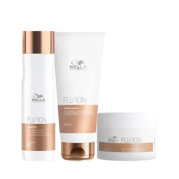 Kit Wella Fusion Shampoo 250ml + Condicionador 200ml + Máscara 150ml Reconstrução
