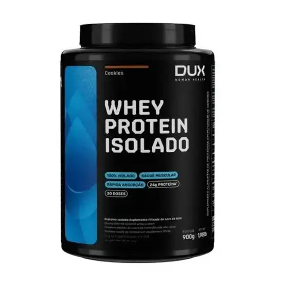 Whey Protein Isolado Sabor Cookies 900g DUX - Suplemento Dietético