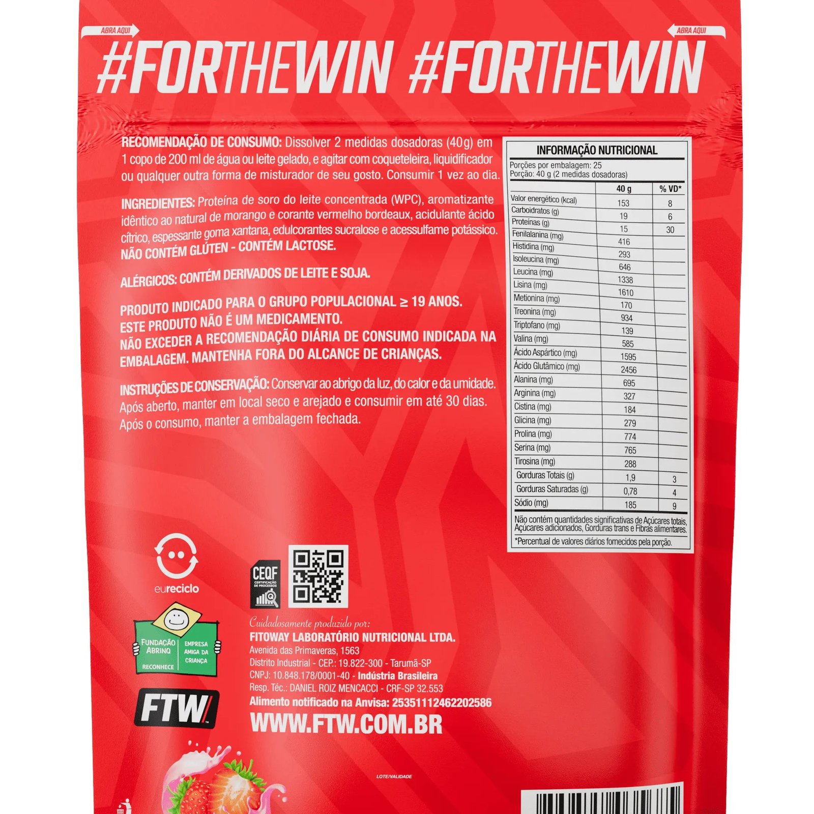 Whey Protein Concentrado FTW 1kg Refil - 15g Proteína por Dose - 6 Sabores - Imagem 3