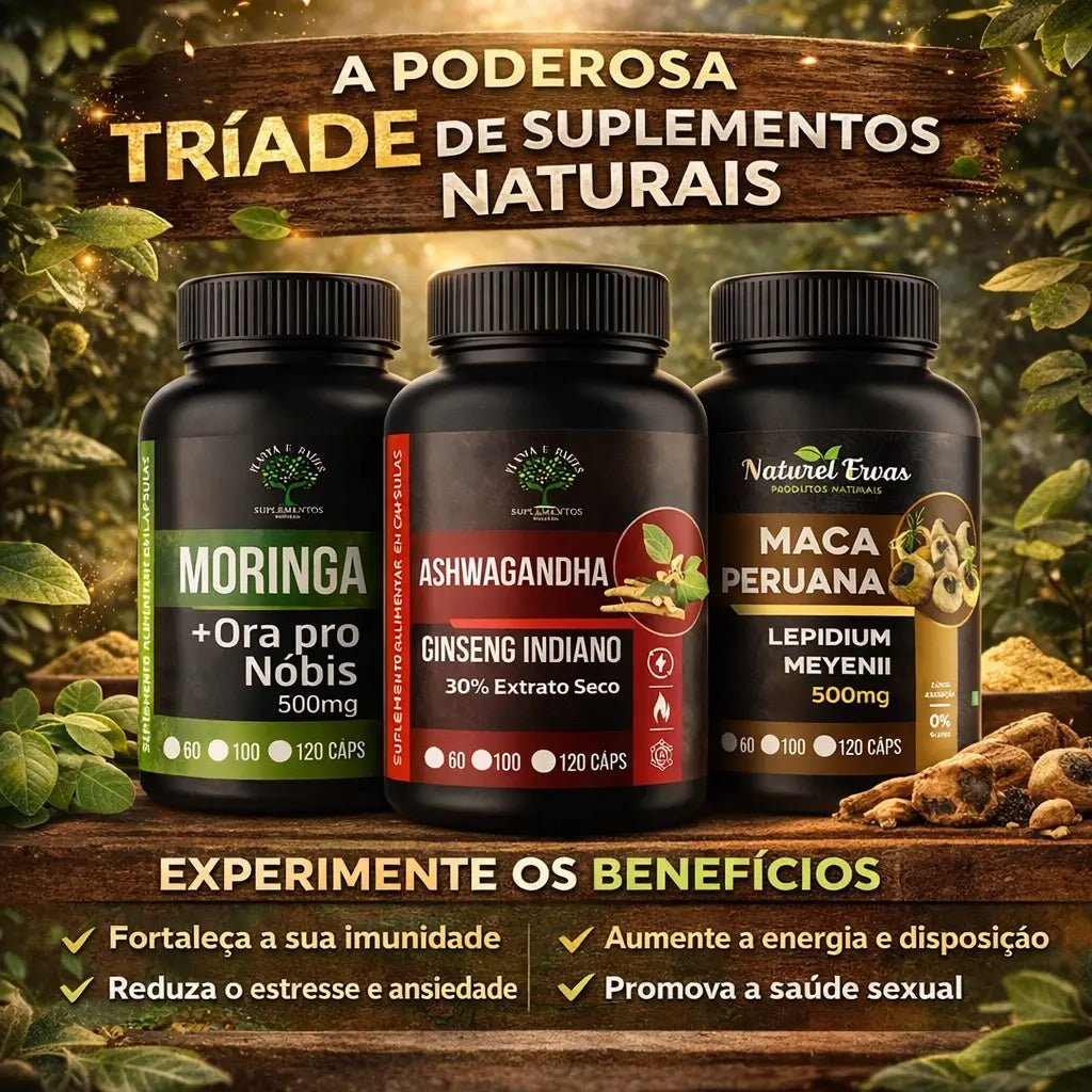 Kit 3 Suplementos Naturais - Ginseng Indiano 360 Cápsulas 500mg cada - Imagem 3