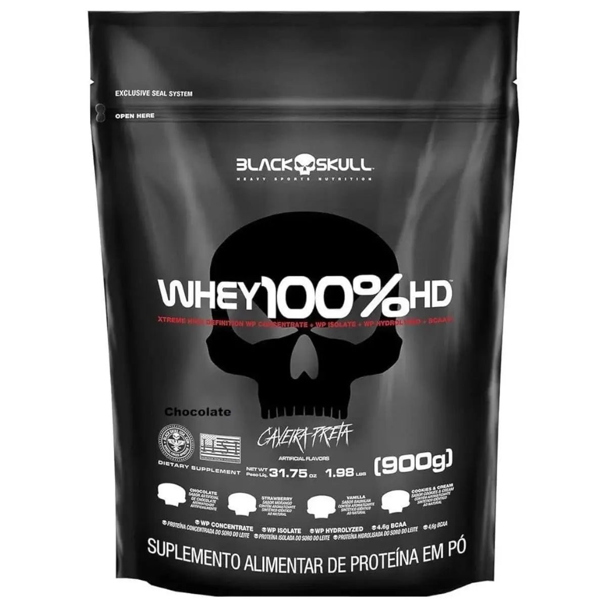 Whey Protein 100% HD Refil 900g Blackskull - 3 Tipos de Proteína WPC WPI WPH - Imagem 8