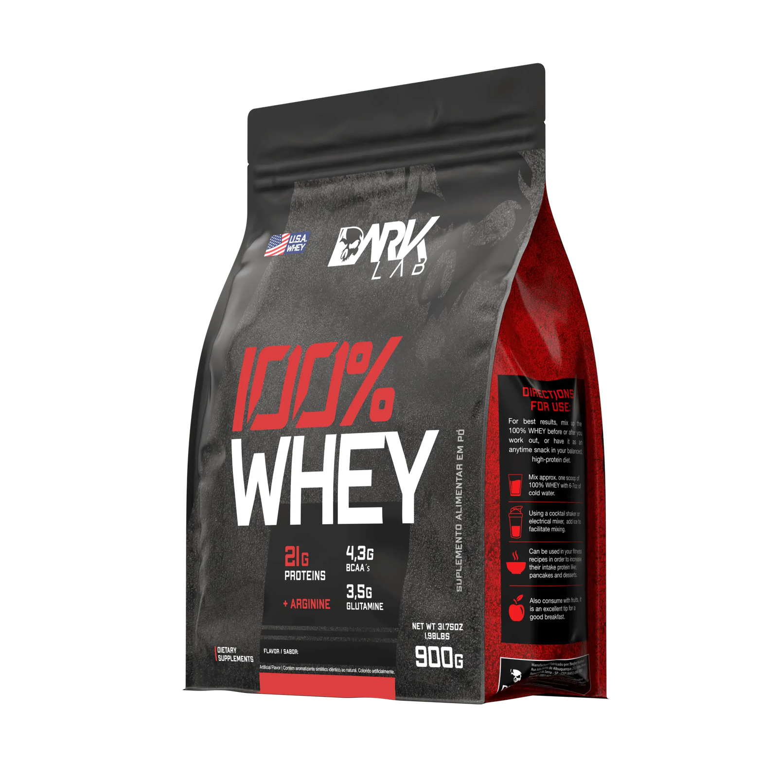 Whey Protein 100% Concentrado 900g - 21g Proteína por Dose - Dark Lab - Imagem 3