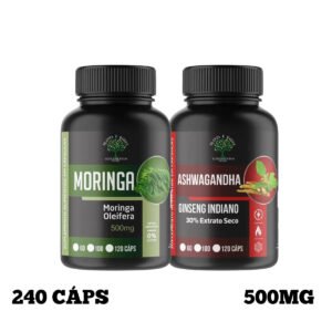 Kit Moringa + Ashwagandha Natural - 240 Cápsulas 500mg - Suplemento Natural