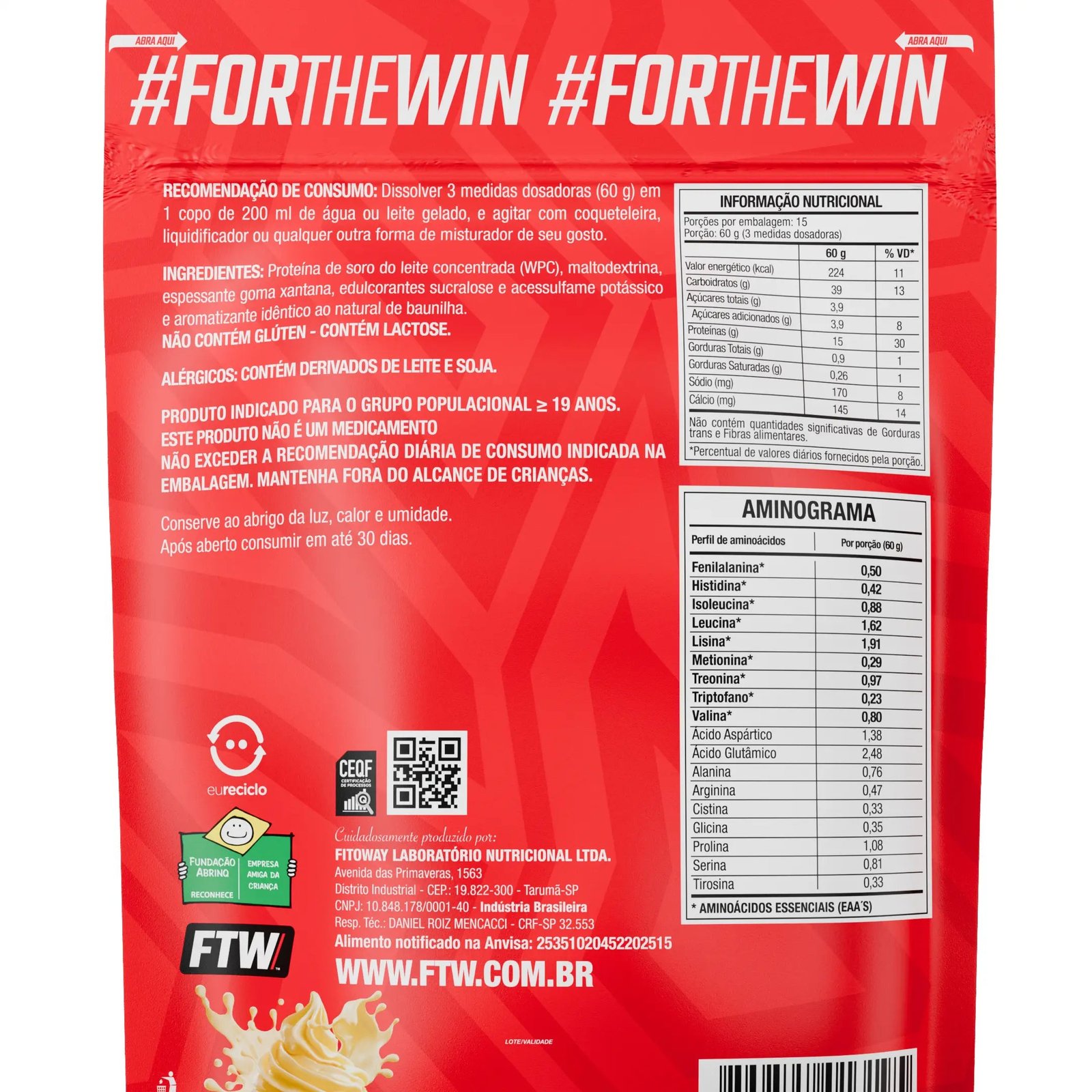 Whey Ultra Protein Refil 900g - 15g Proteína por Dose WPC FTW - Imagem 3