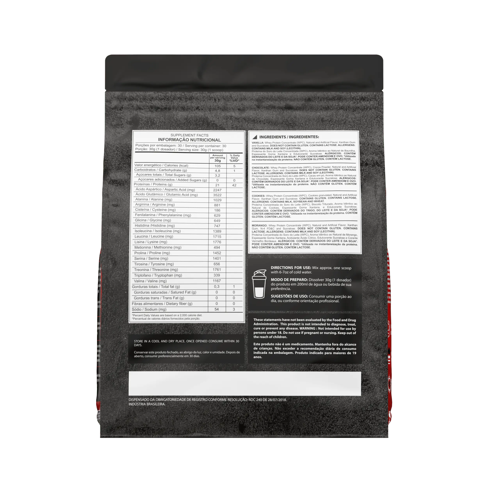 Whey Protein 100% Concentrado 900g - 21g Proteína por Dose - Dark Lab - Imagem 5