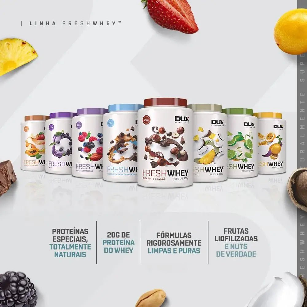 Fresh Whey Sabor Frutas Vermelhas 900g DUX - Proteína Sem Glúten - Imagem 3