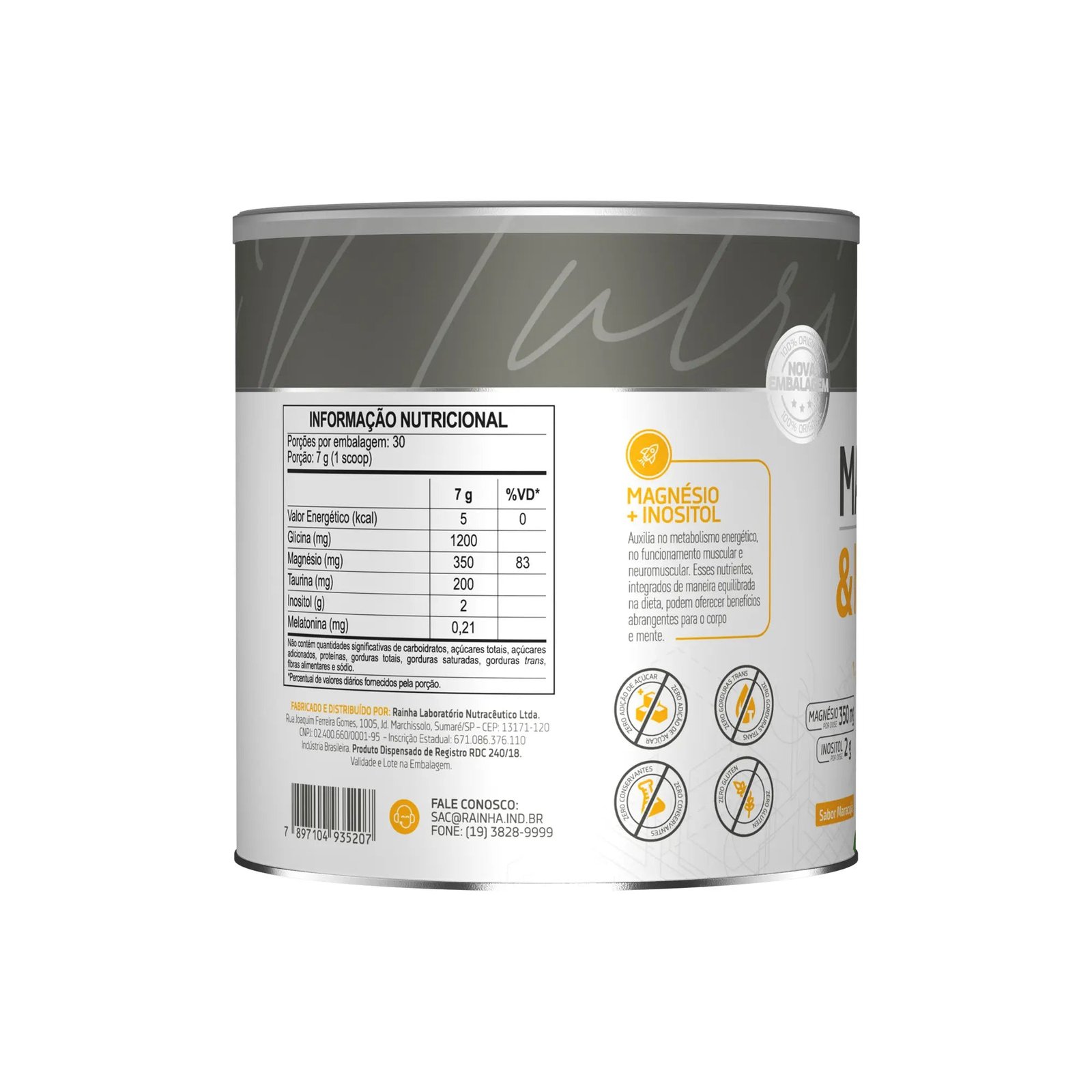 Magnésio Bisglicinato + Inositol + Melatonina Bodyaction 210g - 3 Sabores - Imagem 2