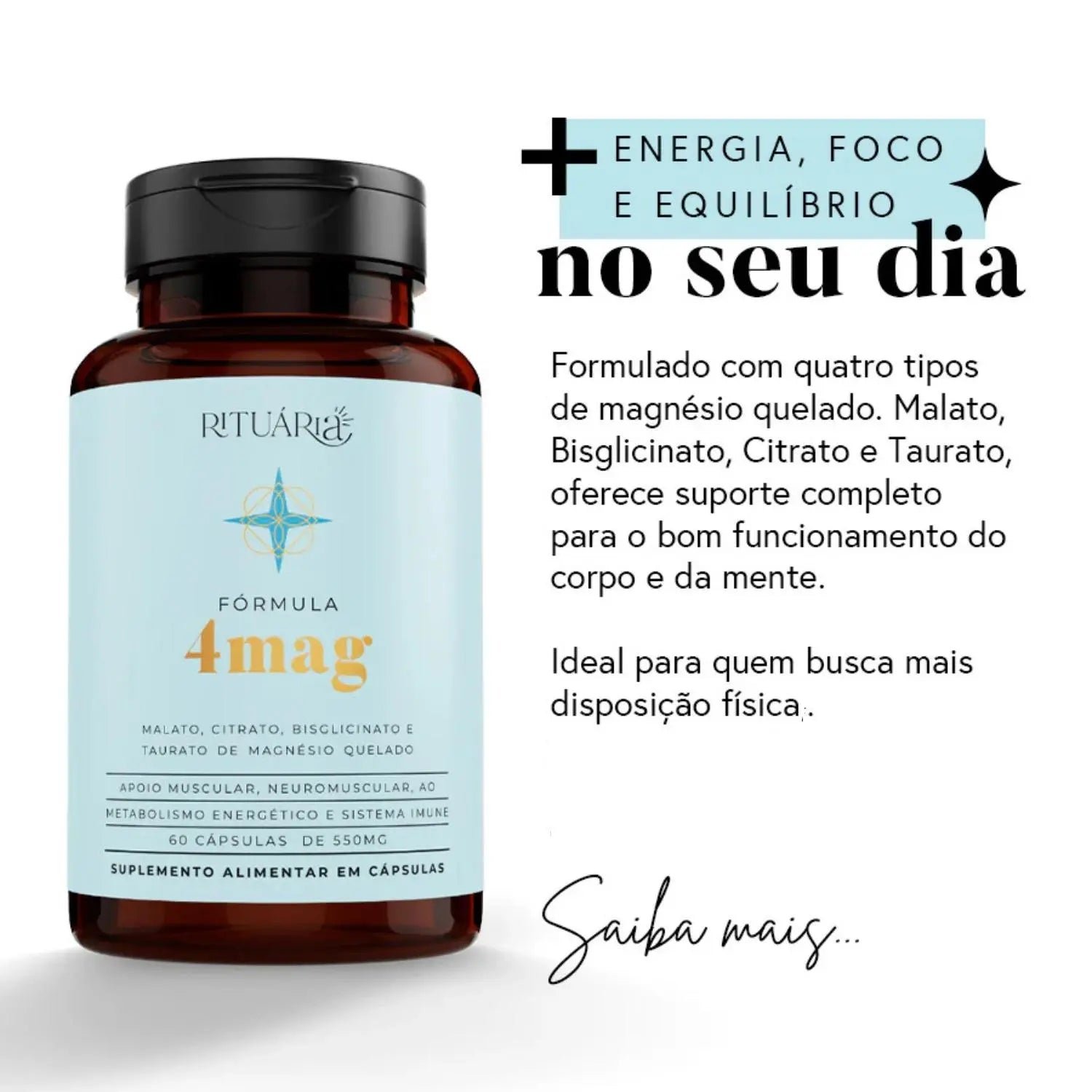 Suplemento Magnésio 4Mag com Vitamina B6 - 60 Cápsulas Rituária - Imagem 3