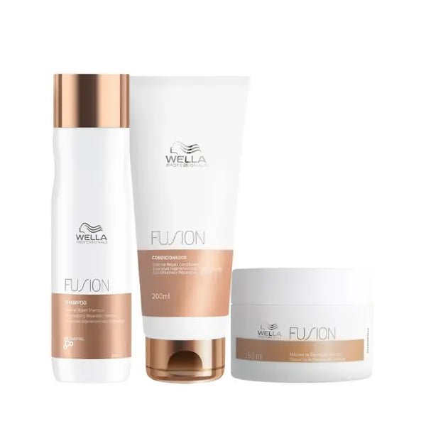 Kit Wella Fusion Shampoo 250ml + Condicionador 200ml + Máscara 150ml Reconstrução