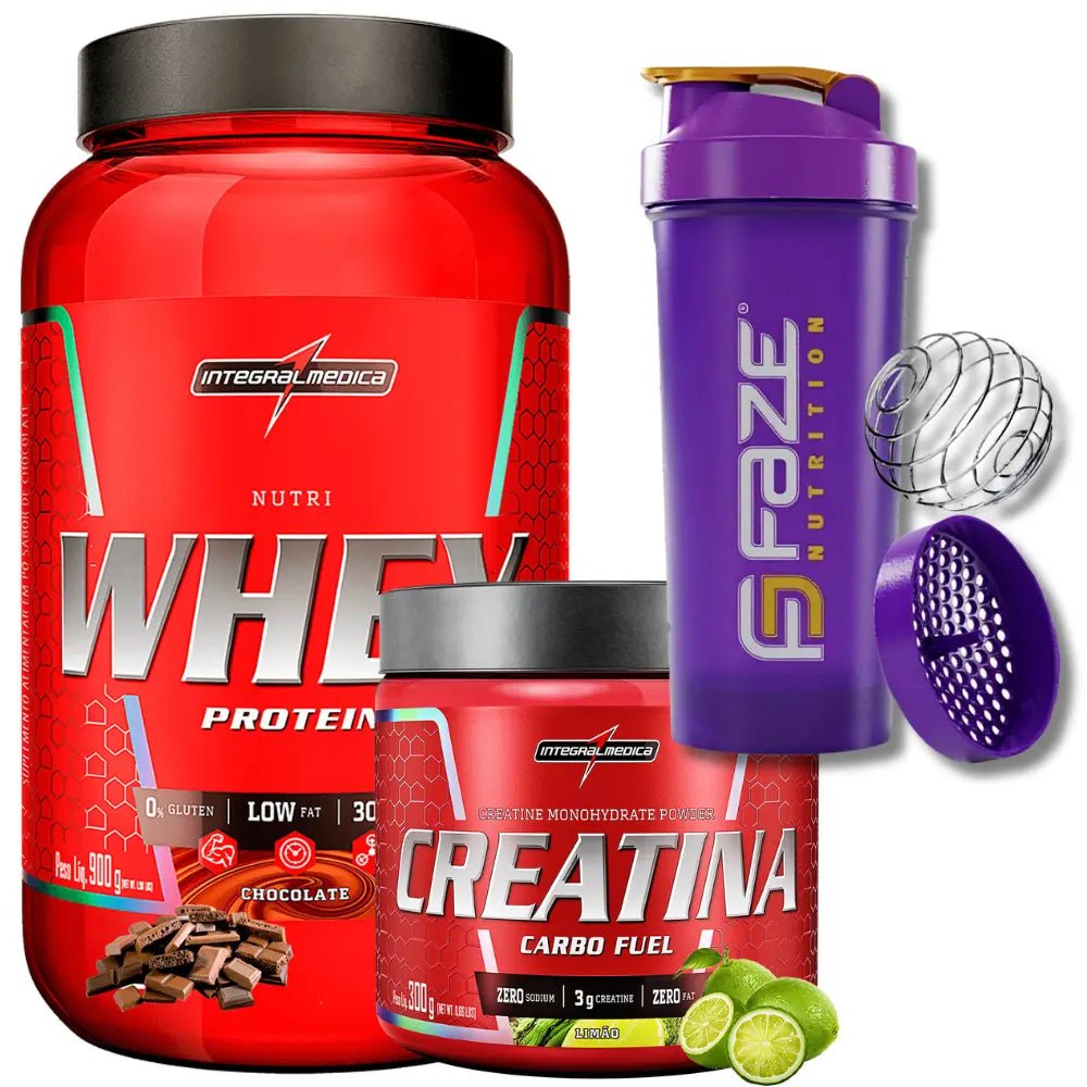 Kit Nutri Whey 900g + Creatina CarboFuel 300g + Coqueteleira Integralmedica - Imagem 9