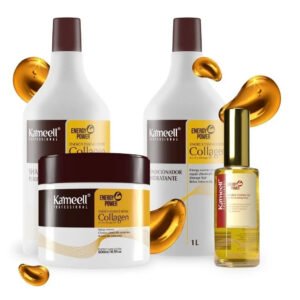 Kit Capilar Colágeno Kameell 4 Produtos - Shampoo 1L + Condicionador 1L + Máscara 500ml + Óleo 50ml