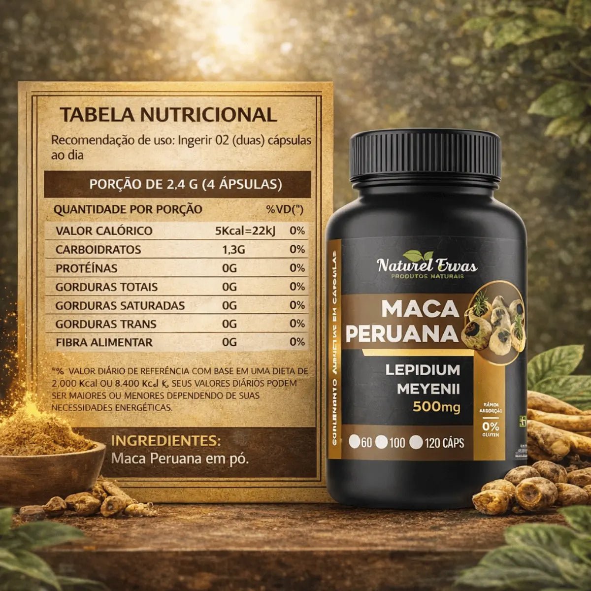 Kit 3 Suplementos Naturais - Ginseng Indiano 360 Cápsulas 500mg cada - Imagem 5